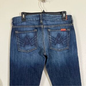7 For All Mankind ‘A’ Pocket Flare Jeans, Dark Wash, Size 28, Made in USA